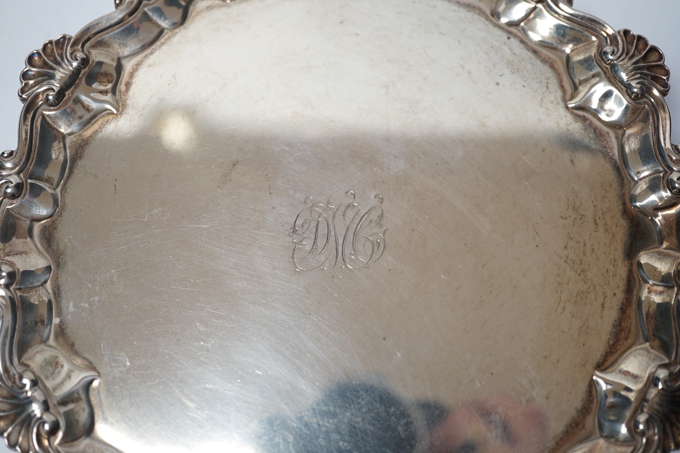 A George III silver waiter, on three hoof feet, John Cox, London, 1771, 18.2cm, 9.6oz.